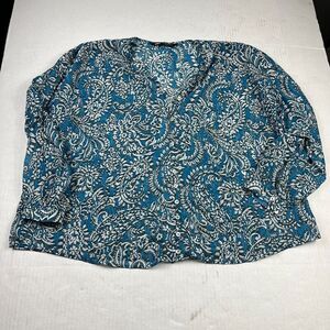 Zara Womens Button Down Peasant Top Paisley Lightweight Shirt Long Sleeve MEDIUM